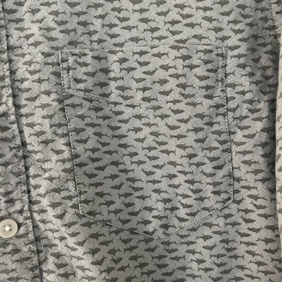 American Eagle Men's Gray Shark Long Sleeve Button Down Cotton Shirt M Medium - Picture 4 of 9